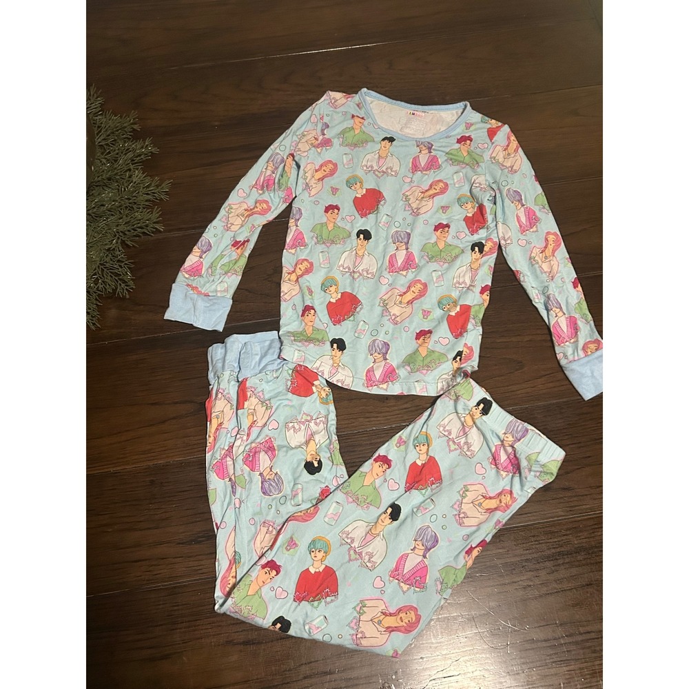 Joyful Kids Bamboo K-Pop Boy Band Pajama Set Blue Long Sleeve 7-8T